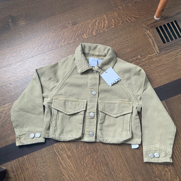 ZARA Cargo Light Green Denim Spring Jacket Youth Boys SZ 6-7 BRAND NEW With Tag - Picture 4 of 14